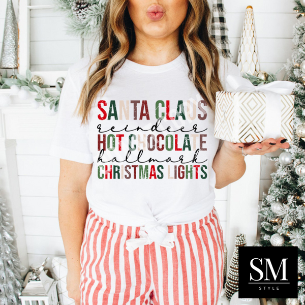 Santa, Chocolate, and Christmas Lights Shirt